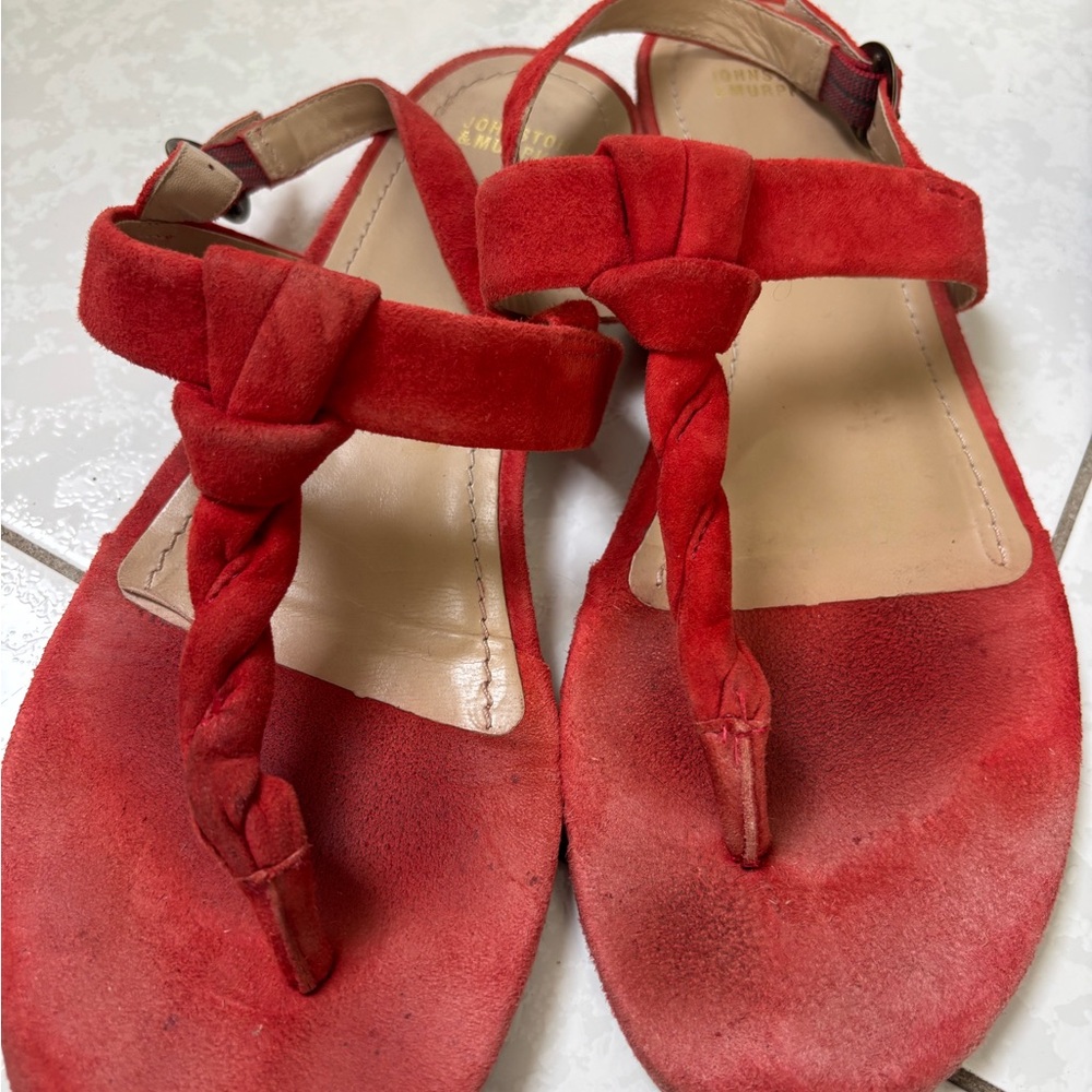 Johnson & Murphy Red (orangey red) Suede Women's Sandals
